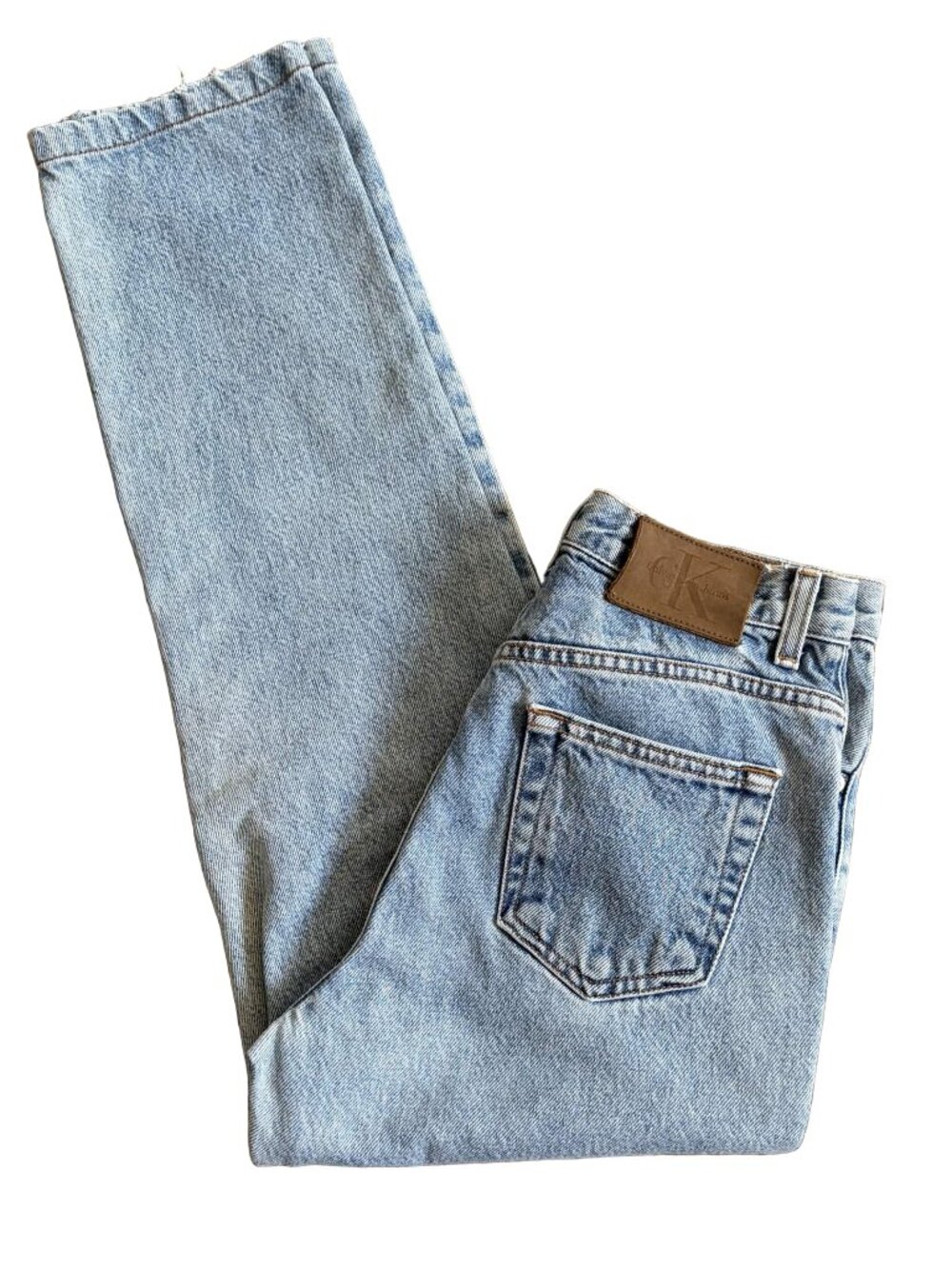 Vintage 90s Calvin Klein Jeans High Rise Straight Leg 100% Cotton Light Wash 4